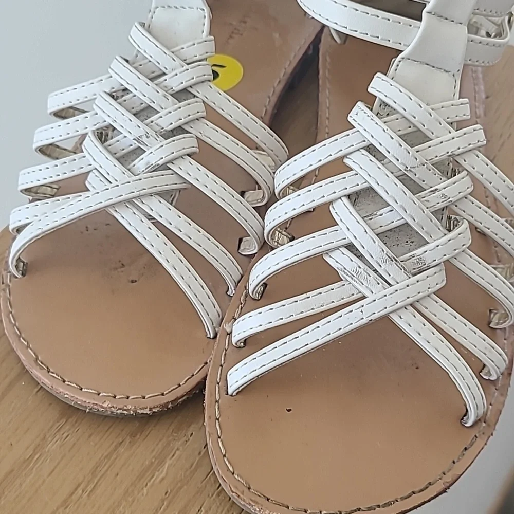 Cole Haan White Gladiator Sandals Back Zip Buckle